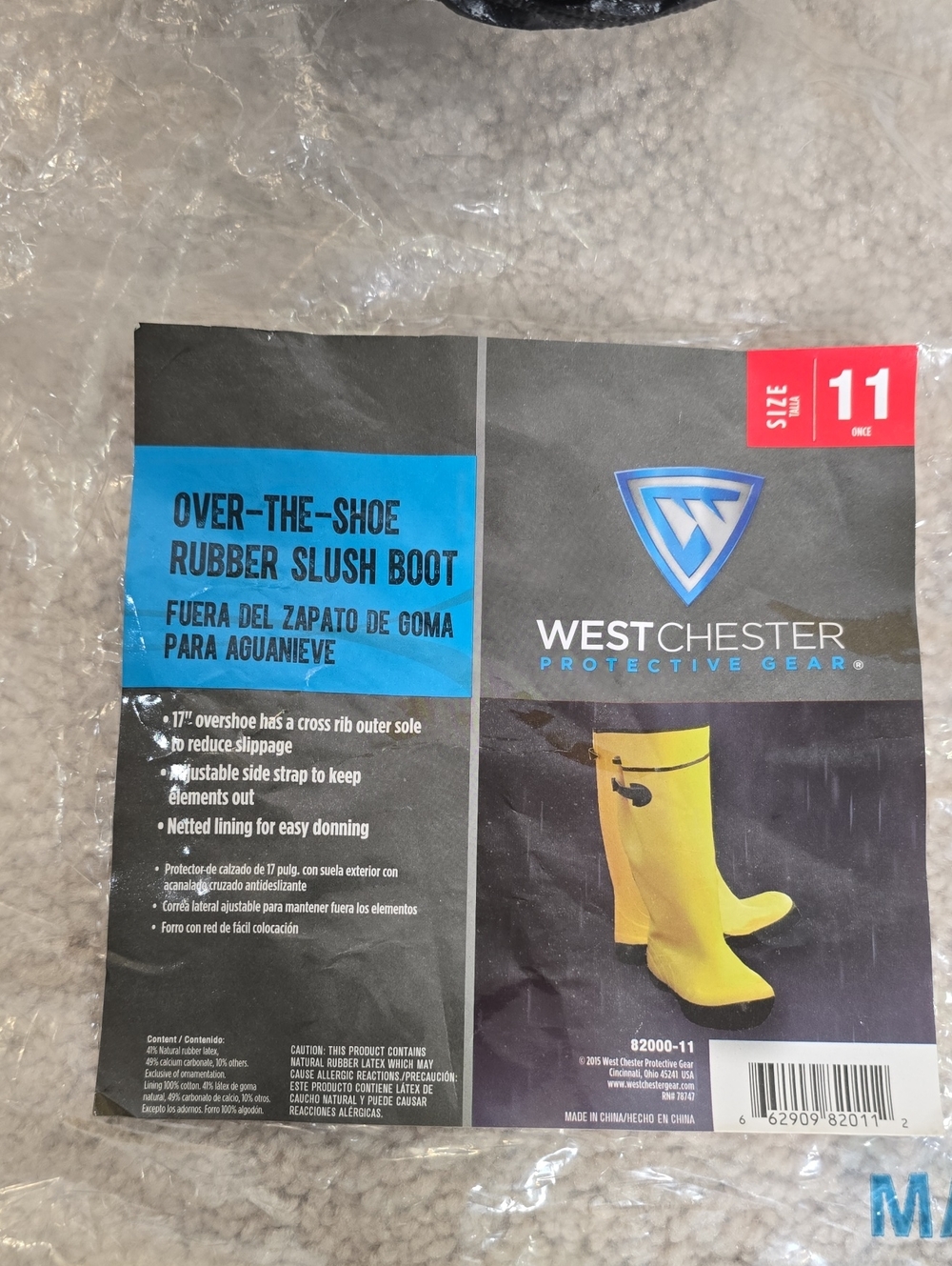 Yellow Over-the-Shoe Rubber Slush Boot - Size 11